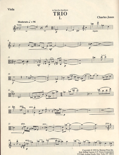 Jones, Charles: Trio (violin, viola & cello) score & parts