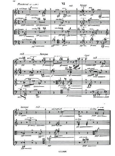 Webern, A.: Six Bagatelles, Op. 9, 1913 (2 violins, viola, and cello)