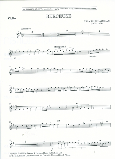Khachaturian, Aram: Berceuse (violin, cello, piano)