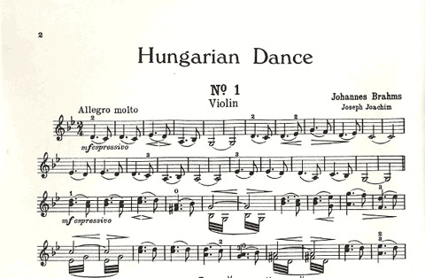 Brahms, Johannes (Joachim): Hungarian Dances Vol.1 #1-5 (violin & piano)