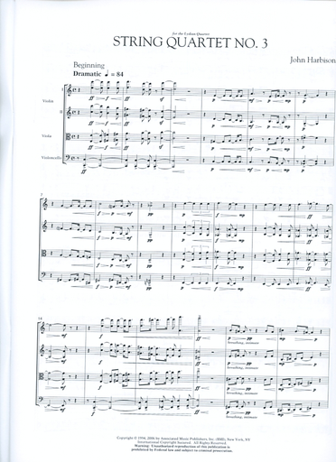 Harbison, John: String Quartet No.3 (score and parts)