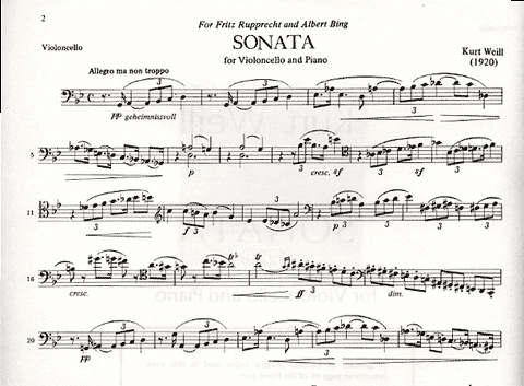 Weill, Kurt: Sonata for Cello and Piano, Out of Print