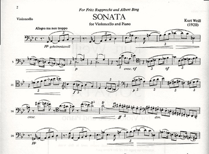 Weill, Kurt: Sonata for Cello and Piano, Out of Print