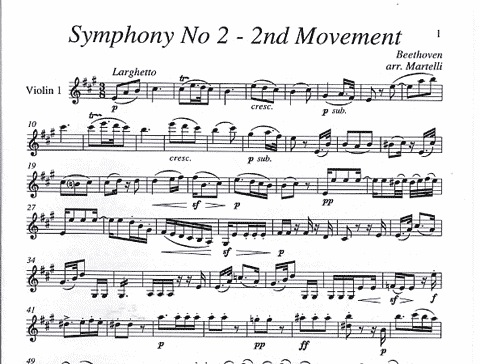 Beethoven, L.van (Martelli): Symphony No. 2, 2nd movement (string quartet)