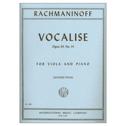 Rachmaninoff (Davis): Vocalise (viola & piano) IMC