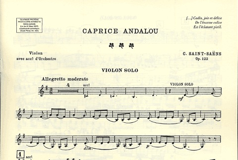 Saint-Saens: Caprice Andalou, Op.122 - TRANSCRIPTION (violin & piano) Editions Durand