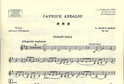 Saint-Saens: Caprice Andalou, Op.122 - TRANSCRIPTION (violin & piano) Editions Durand