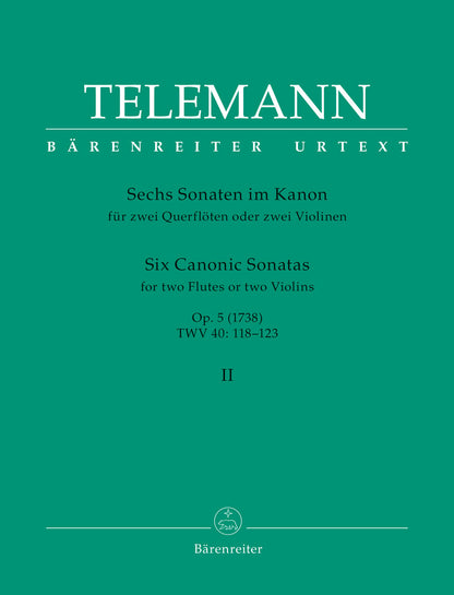 Telemann, G.P. (Hausswald): 6 Canonic Sonatas #4-6, Vol. 2, (2 Violins) Barenreiter