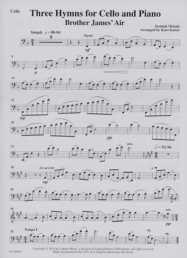 Kaiser, Kurt, (arr): Three Hymns for cello and piano
