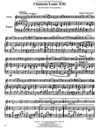 Kreisler, Chanson Louis XIII & Pavane (violin & piano) Carl Fischer