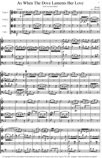 Handel, G.F.: As When the Dove Laments Her Love (string quartet)