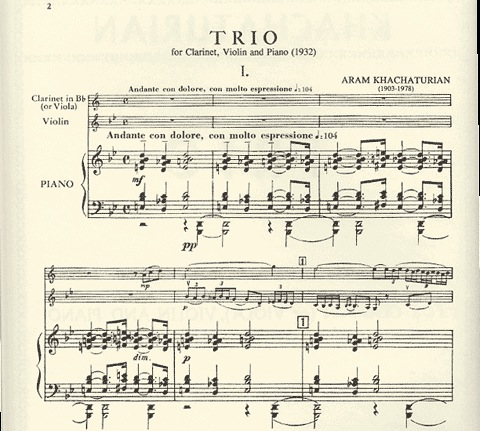 Khachaturian, Aram: Trio (violin, viola, piano) (clarinet, violin, piano)