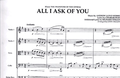 Lloyd Weber, A.: All I Ask of You from The Phantom of the Opera - Pops for String Quartet (score and parts)