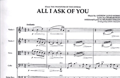 Lloyd Weber, A.: All I Ask of You from The Phantom of the Opera - Pops for String Quartet (score and parts)