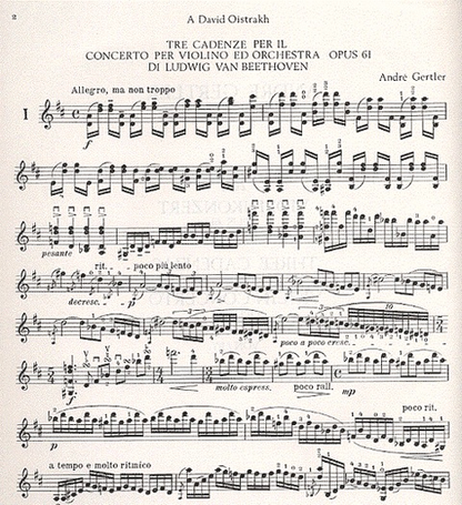 *OUT OF PRINT* Mozart, W.A./Beethoven, L: Cadenzas to Concerto KV.216 and Op.61 (violin)