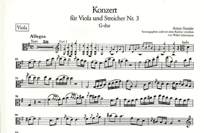 Stamitz, Karl: Concerto #3 in G (viola & piano)