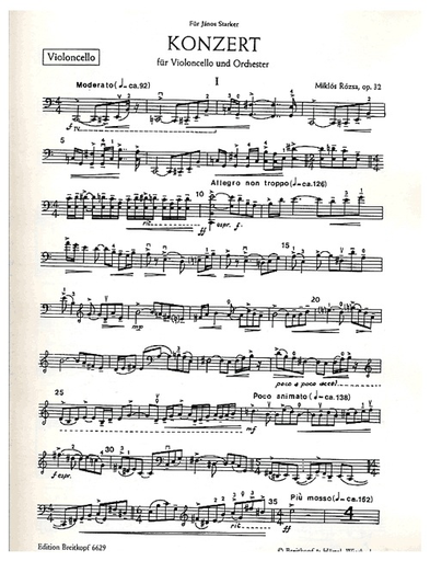 Rozsa, M.: Konzert op. 32 (cello & piano)