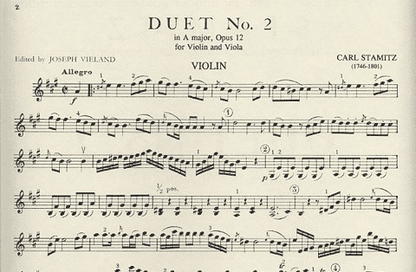 Stamitz, C. : Duet No.2 in A major, Op.12 (Violin & Viola)