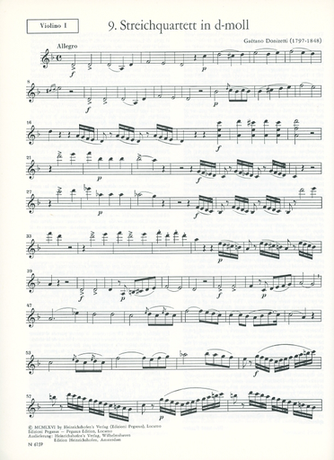Donizetti, Gaetano: String Quartet No. 9 in d minor