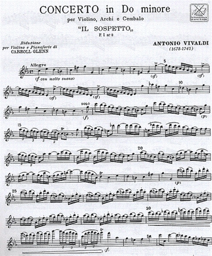 Vivaldi, A: ''Il Sospetto'' in C minor (violin & piano)