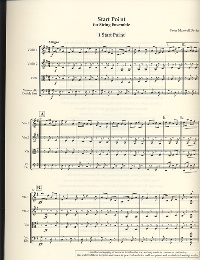 Davies, P.M.: Start Point - 4 Tunes from the Scottish Isle of Sanday (string orchestra)