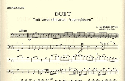 Beethoven, L.V. (Stein/Haas): Duet ''with Two Obligato Eyeglasses'' WoO32 (viola and cello)