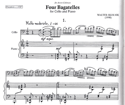 Skolnik, Walter: Four Bagatelles (cello & piano)