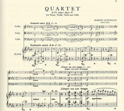 Schumann, R.: Piano Quartet in Eb Op.47 (violin, viola, cello, piano)