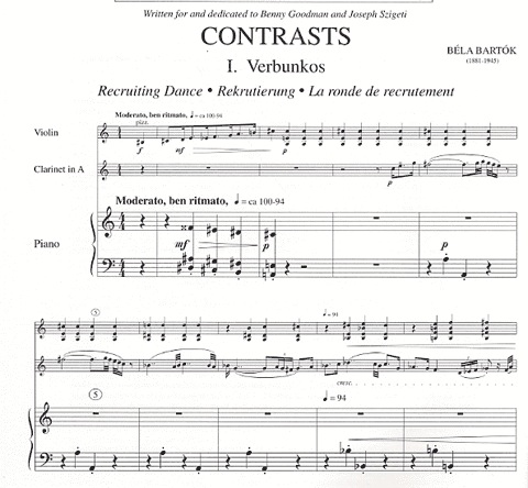 Bartok, Bela: Contrasts (violin, Clarinet, Piano)