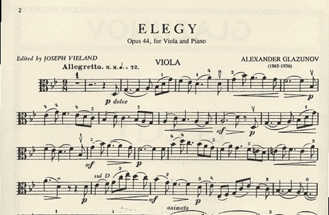 Glazunov, Alexander: Elegy Op.44 (viola & piano)