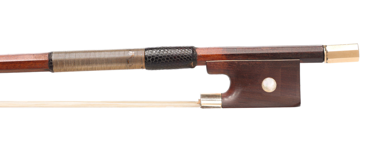 American cello bow with gold-mounted mountain mahogany frog, 90.3 grams, USA
