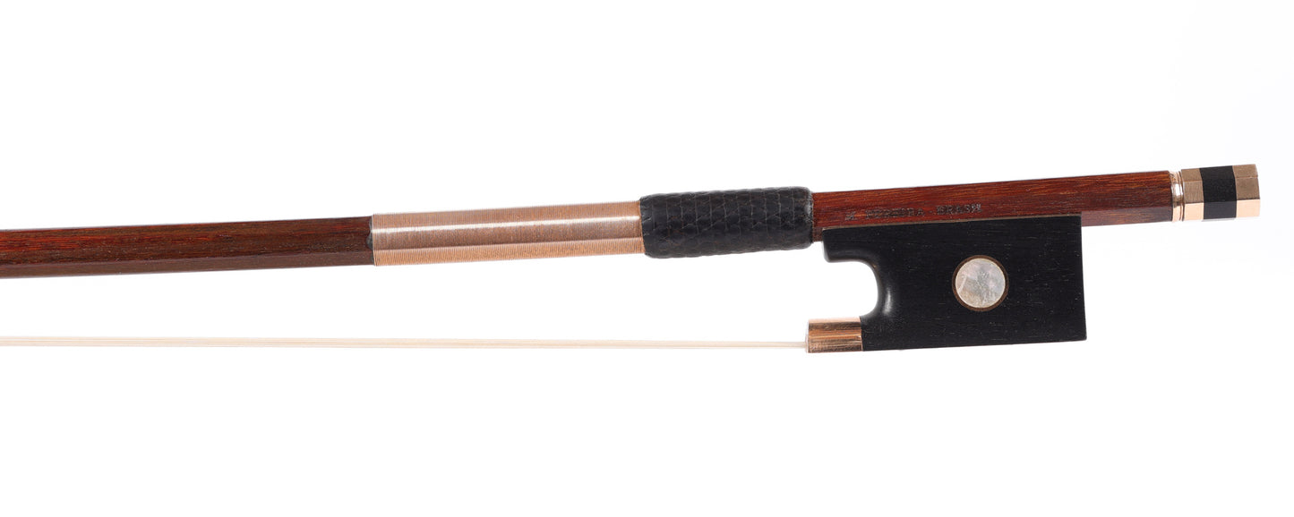 M. PEREIRA pernambuco violin bow, gold-mounted, BRAZIL