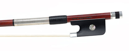 DAVID RUSSELL YOUNG cello bow, octagonal Pernambuco stick with silver mounted ebony frog, 80.9 grams, Colorado, USA