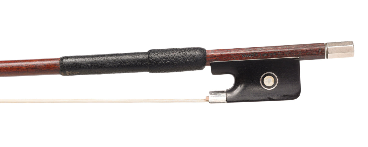 Edgar Bishop W. E. HILL & SONS cello bow, frog by Arthur Barnes, with Salchow certificate, 76 grams
