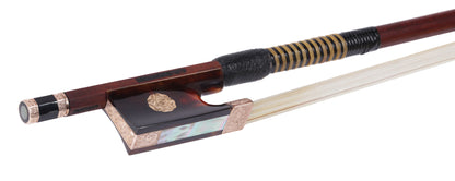 A.R. BULTITUDE violin bow, tortoise shell, chased rose-gold mountings, gold Tudor Rose gold inlays, round stick 61.9 g | Metzler Violins