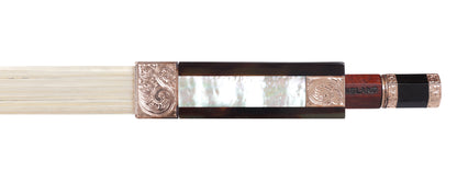 A.R. BULTITUDE violin bow, tortoise shell, chased rose-gold mountings, gold Tudor Rose Inlays, octagonal stick 62.2g | Metzler Violins