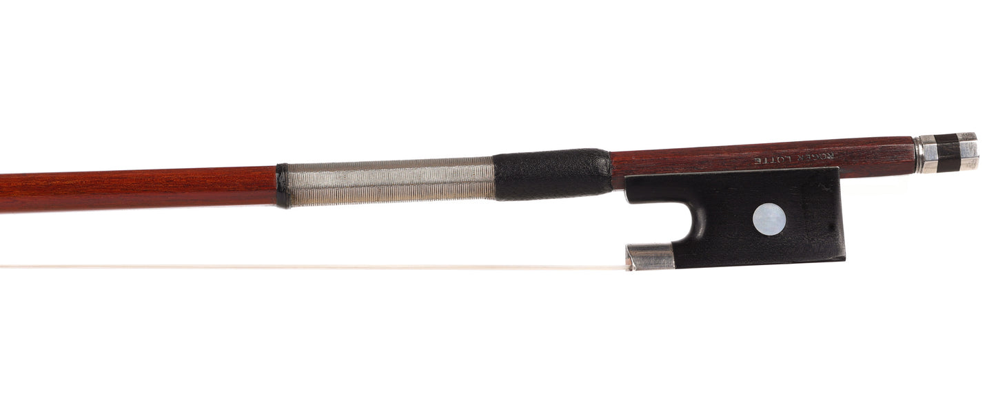ROGER LOTTE silver violin bow, round Pernambuco stick, circa 1975, FRANCE,  59.4 grams, Raffin certificate