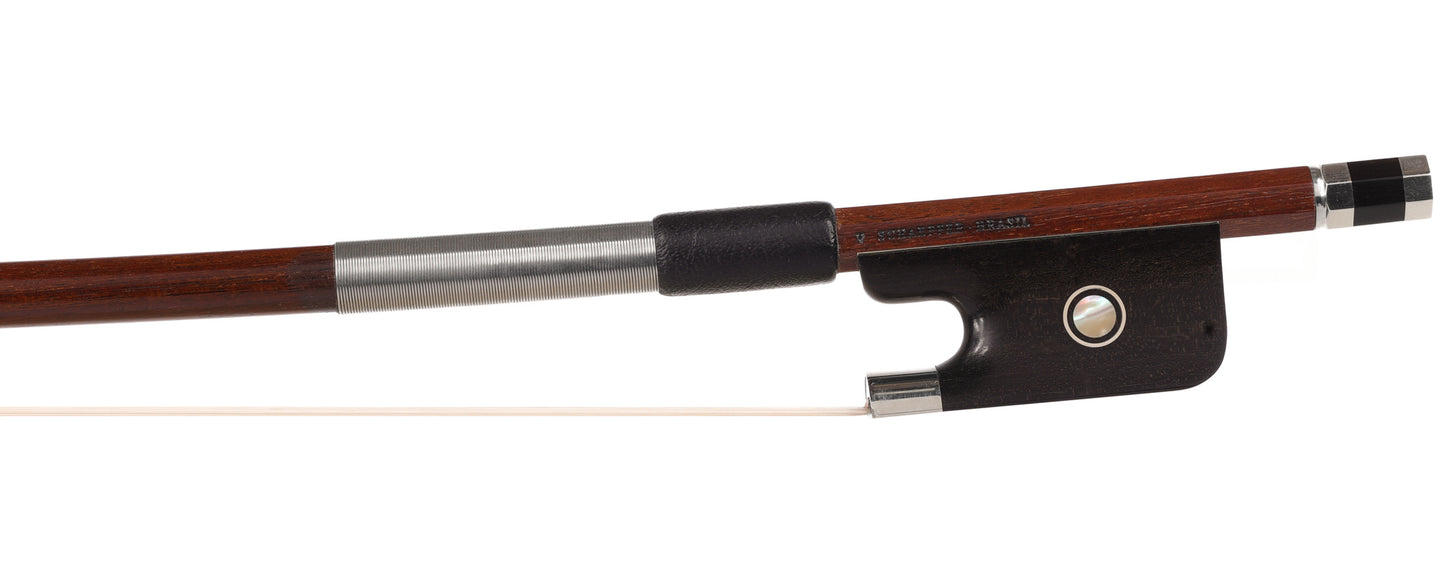V. SCHAEFFER  - BRASIL, round Ipe cello bow, Arcos Brasil, nickel-mounted, BRAZIL, 80.6 grams