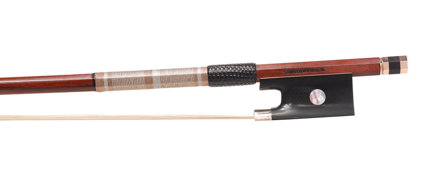 Walter BARBIERO round Pernambuco violin bow, gold-mounted ebony, 61 g. Padova, ITALY, new ***CERT***