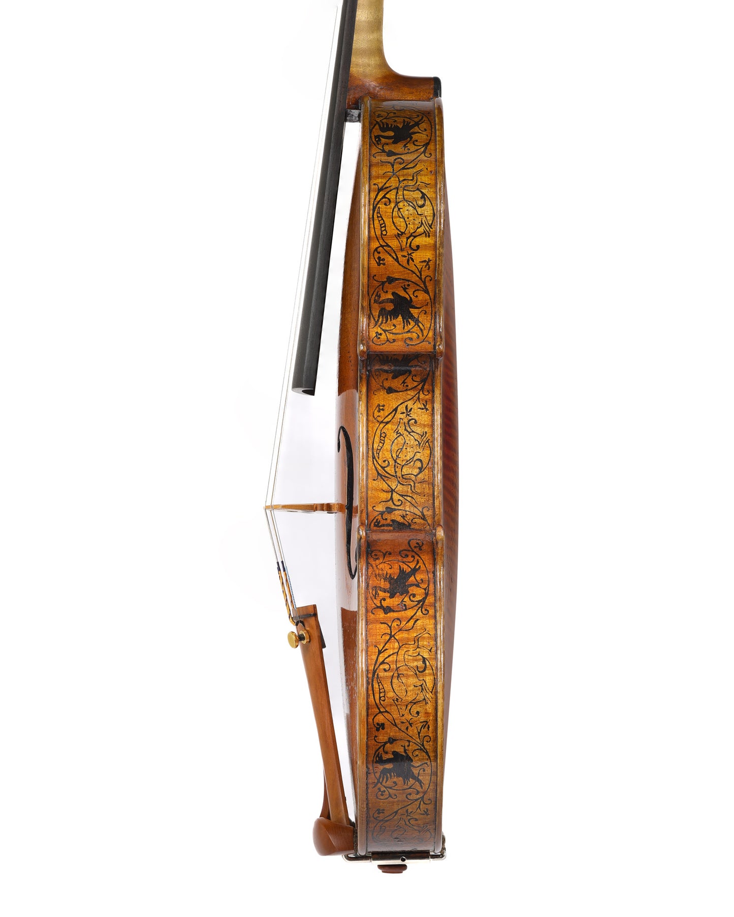 Angeli Hellier Strad model inlaid and decorated violin with highly flamed maple, fine quality