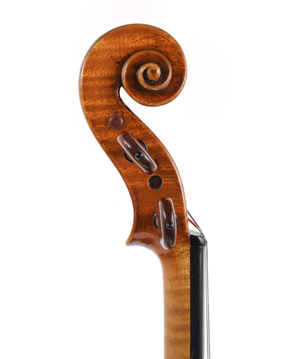 Arlie Moran antiqued violin, opus 53, one-piece back, 2016, Los Angeles, California (branded internally)