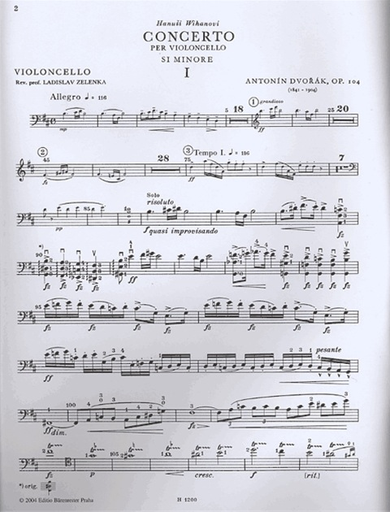 Dvorak, Antonin: Cello Concerto in B Minor op. 104 (cello & piano) Barenreiter