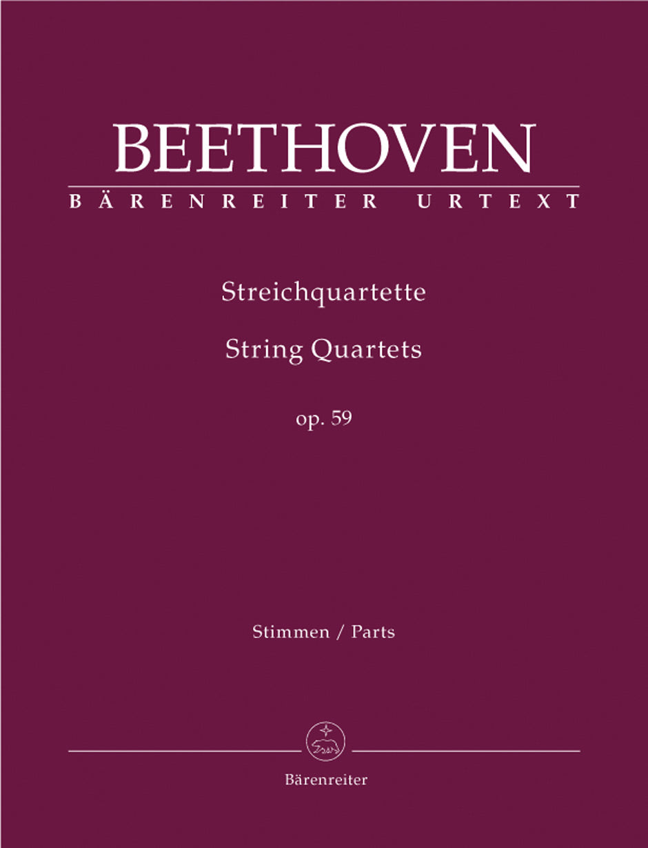 Beethoven (Del Mar): String Quartets, Op. 59 - URTEXT (string quartet parts) Barenreiter