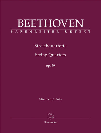Beethoven (Del Mar): String Quartets, Op. 59 - URTEXT (string quartet parts) Barenreiter