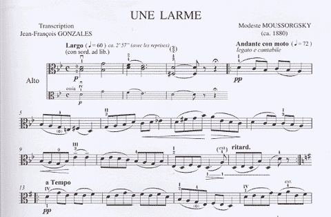 Moussorgsky, Modeste: Une Larme (viola & piano)