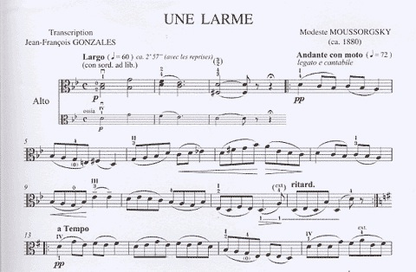 Moussorgsky, Modeste: Une Larme (viola & piano)