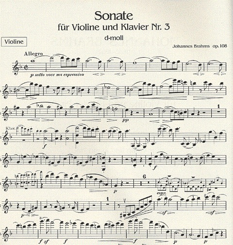 Brahms, Johannes: Sonata #3 Op.108 in d (violin & piano)