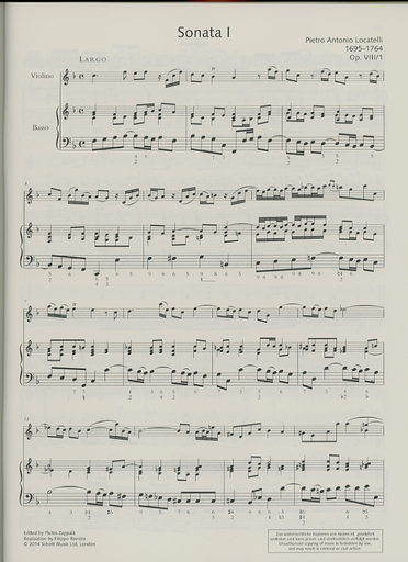 Locatelli, Pietro: 6 Sonatas, Op. 8 Nos 1-6 (violin and basso continuo)