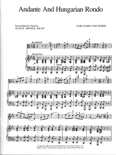 Von Weber, C.M. (Arnold): Andante & Hungarian Rondo (viola & piano)