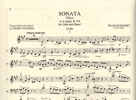 Schubert, Franz (Fournier): Duo Sonata D.574 a (cello & piano)